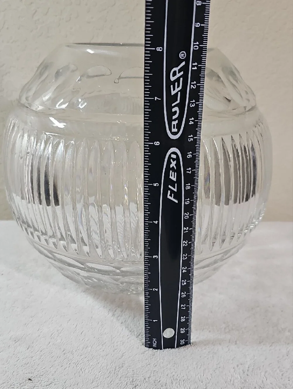 Vintage 6.7lb Oversized Crystal Bubble Vase Scalloped & Vertical Line Design